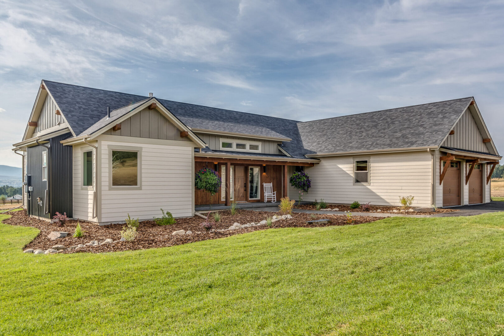 New home with fresh landscaping