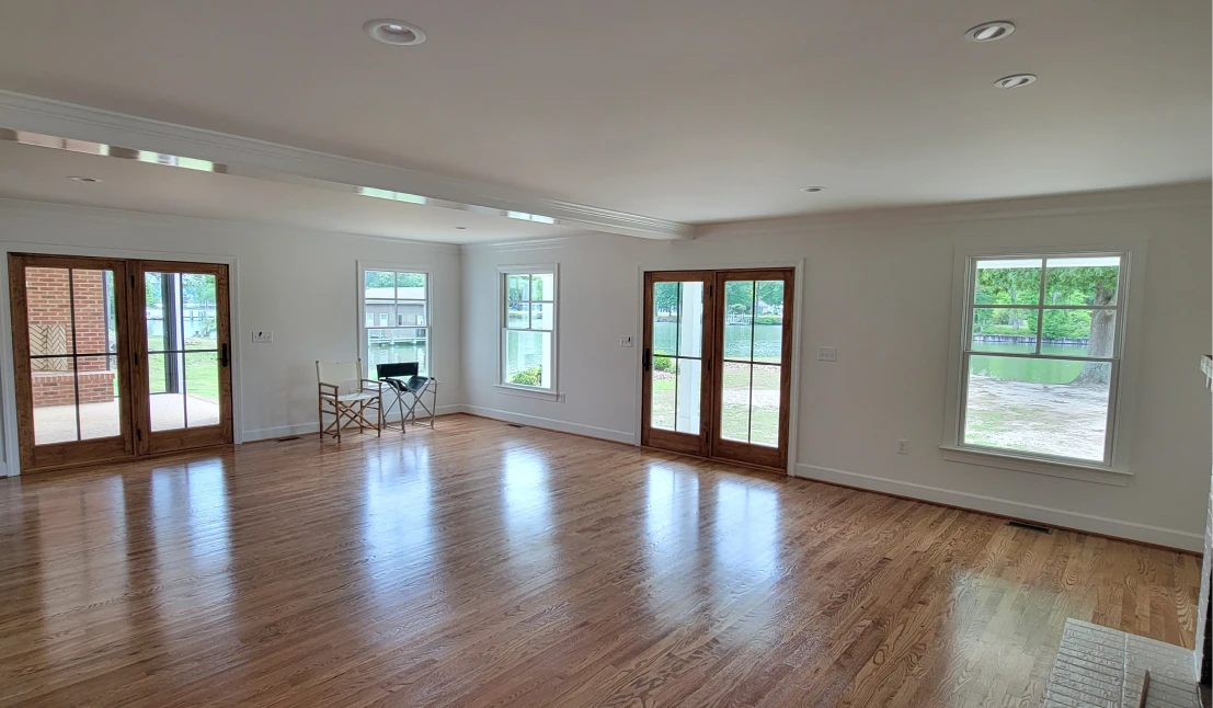 Bright room with large windows